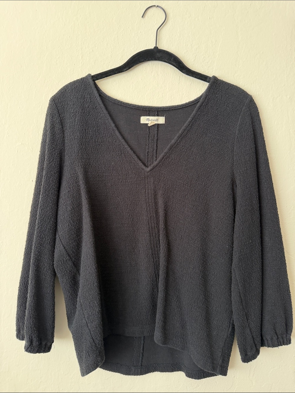 Madewell Black Textured V-Neck Pullover